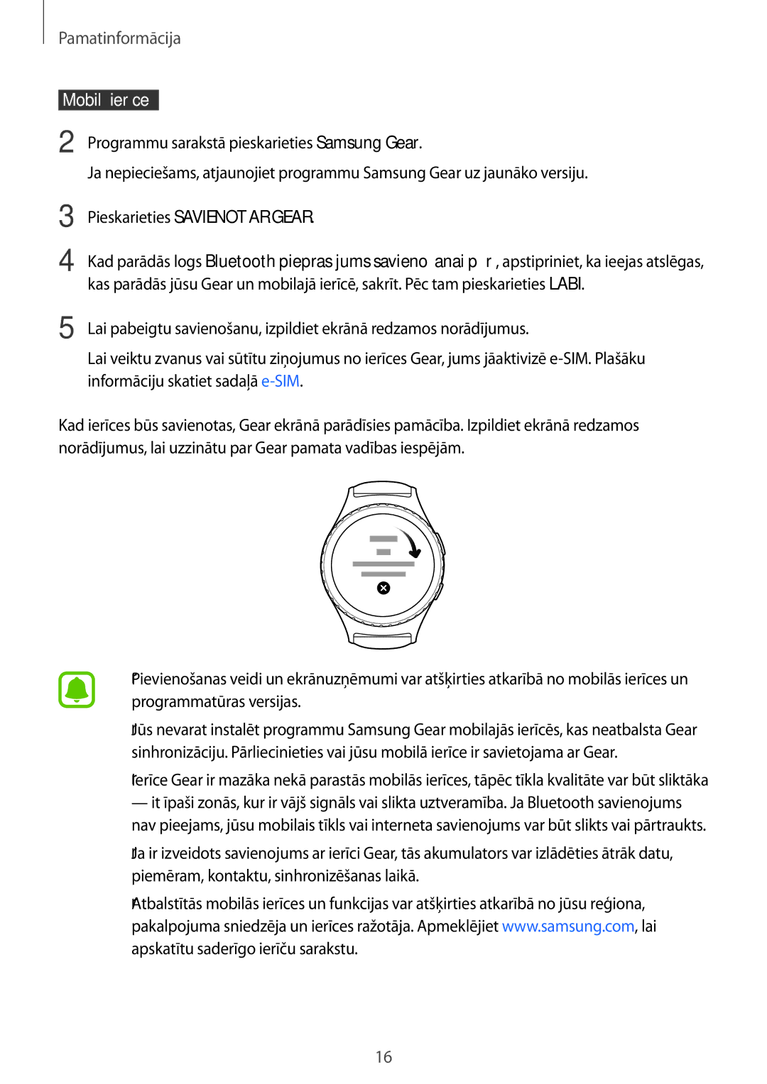 Samsung SM-R7350ZKOEMT manual  Mobilā ierīce , Pieskarieties Savienot AR Gear 